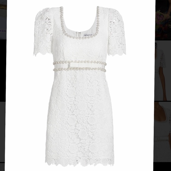 Self-Portrait Dresses & Skirts - Self-Portrait Floral Lace Mini Dress, White; size US 8
